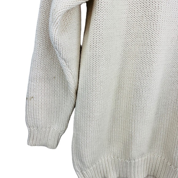 Vintage Kofi Wear Cream Knit Embroidered Crew-Neck Long sweater Dress - Picture 10 of 13